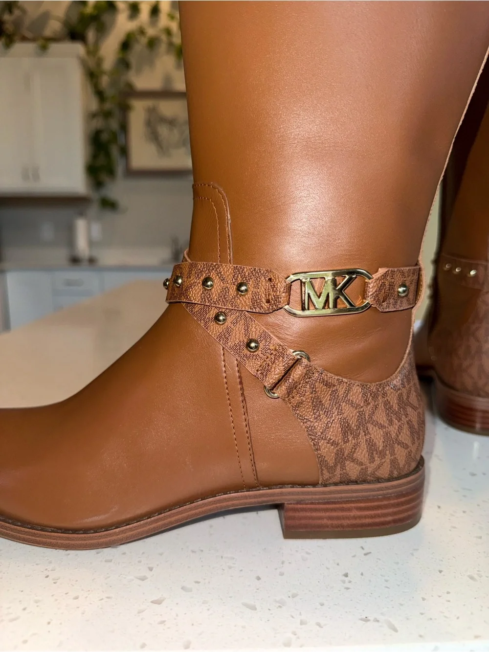 Michael Kors Tan Brown Leather Tall Riding Boots